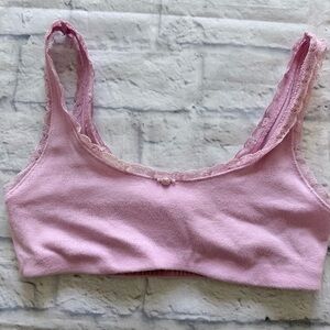SKIMS Pointelle Lace Trim Bralette S | Pink Floral